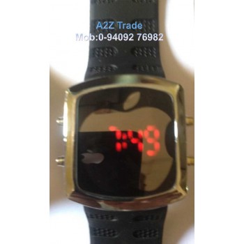Stylish Digital LED Wrist Watch - Black, Red Led Watch Apple Shaped On Discount, Imported